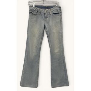 True Religion USA Bootcut Jeans Womens 26 Flap Pocket Light Wash Horseshoe